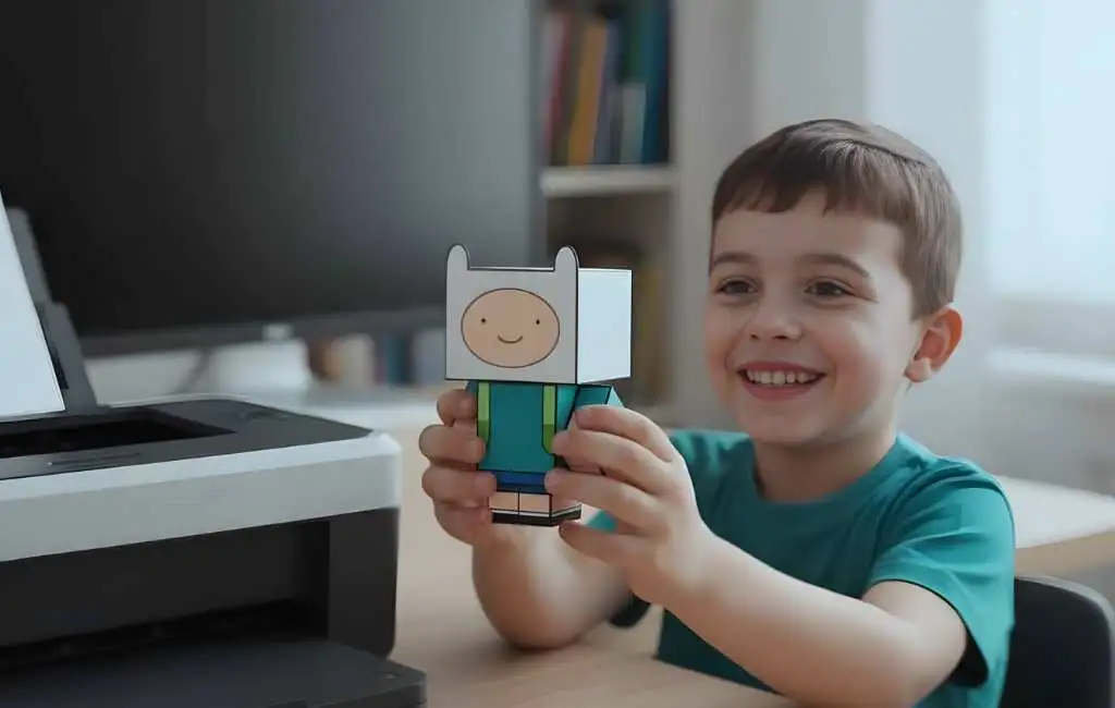 Personagem 3D de papel pronto e colorido