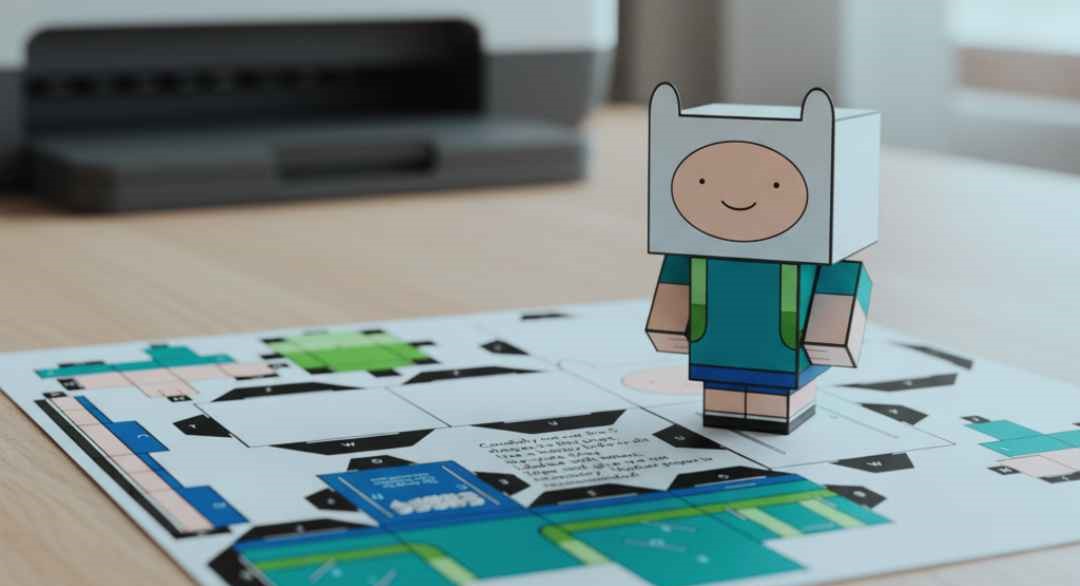 Personagem 3D de papel pronto e colorido